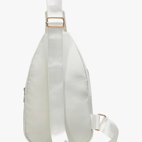 NWT Crossbody Sling Bag White with Gold Zippers/Hardware One Size - Picture 6 of 6